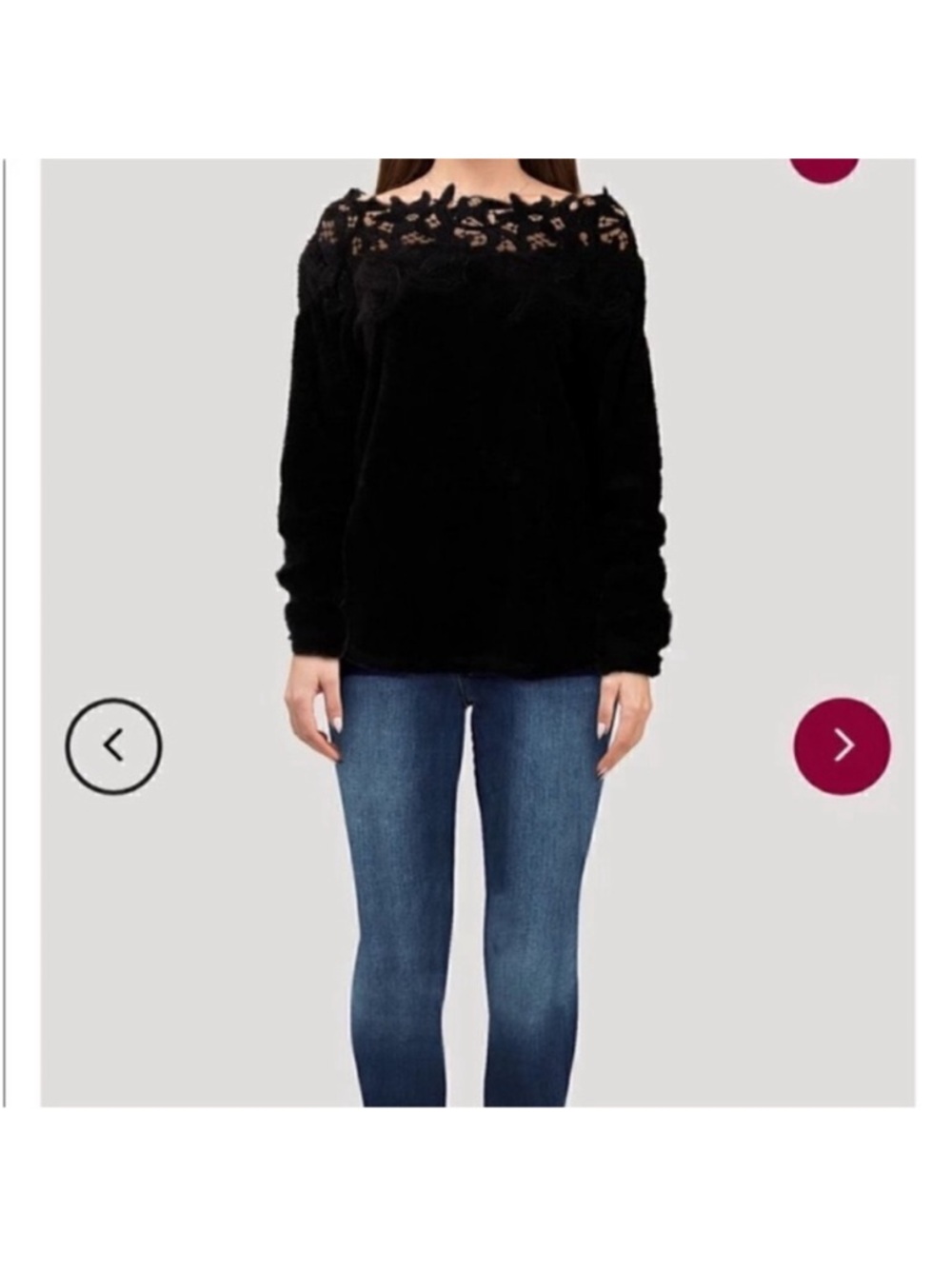 Sonja by Sonja Morgan Lace Neck and Cotton Blend Fleece Sweater. 4XL. NWT.